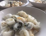 A picture of step 7 of Chee Cheong Fun with Mushroom Meat Gravy.