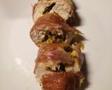 A picture of step 4 of Sicilian pesto stuffed chicken.