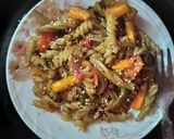 A picture of step 3 of Pasta Primavera.