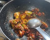 A picture of step 9 of Jowar Bhakri and pithla.