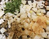 A picture of step 2 of My Tasty Lamb & Veg one Pan served with Garlic Bread.