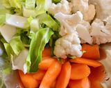 Hình bước làm 1 của món 🌱 Canh Nấm Mỡ Cà Rốt & Lá Súp Lơ Trắng