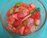 A picture of step 3 of Watermelon 🍉 & Mint Salad With Lemony Honey Dressing.