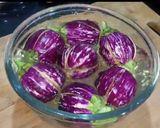 A picture of step 1 of Dhaba style Baingan Masala.