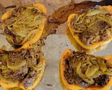 A picture of step 8 of Curried potato filled peppers with cheese.