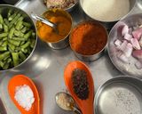 A picture of step 1 of Cluster beans Maharashtra Special Bhaji.