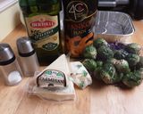 A picture of step 2 of Crispy Parm Brussels Sprouts with Roasted Garlic Aioli.