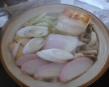 A picture of step 5 of Chikara Udon (Nabeyaki Udon with Mochi).