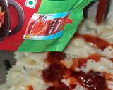 A picture of step 4 of Farfalle Pasta with cheese & Schezwan sauce.