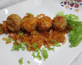 Foto del paso 13 de la receta: Albóndigas de pollo en salsa de tomate y zanahoria en brochetas (para dieta)