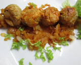 Foto del paso 12 de la receta: Albóndigas de pollo en salsa de tomate y zanahoria en brochetas (para dieta)