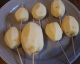 A picture of step 1 of Tornado potatoes #potatocontest.