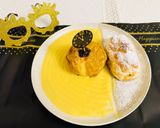 Sültalma, mini marcipános-almásrétessel, vaníliás tojáslikörös szósszal recept fázis 5 fotója