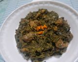 A picture of step 6 of Laing (Taro Leaves in Coconut Milk).