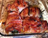 A picture of step 4 of Bacon Wrapped Stuffed Cream Cheese Beef Poblano Pepper.