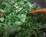 A picture of step 3 of Cholai ka saag (Amaranth loaves).