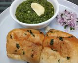 A picture of step 6 of Hariyali Pav bhaji.