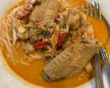 รูปขั้นตอนการทำที่ 5 ของ ขนมจีนน้ำยากระทิ ปู ไก่