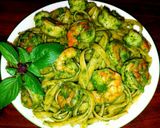 A picture of step 8 of Mike's Garden Fresh Pesto Fettuccini.