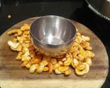 A picture of step 3 of Cashew chikki.