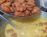 A picture of step 6 of Punjabi Kadhi Pakora with Rice.