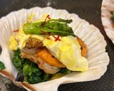 A picture of step 5 of Pan-Seared Scallops with Broccoli Rabe and Saffron Cream.
