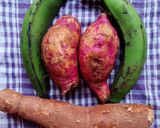 A picture of step 1 of Mboga Ya Viazi Vitamu, Matoke Na Muhogo.. (Sweet Potato,Raw Banana And Cassava Curry).