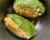 A picture of step 4 of Stuffed Karele or Bitter Gourd with Chicken Qeema in Kashimiri style.
