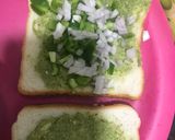 A picture of step 2 of Ghughra Sandwich-Sandwich with Capsicum and onion-no potato sandwich.
