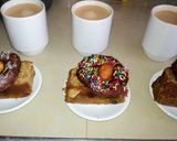 A picture of step 14 of #Week4challenge Charity recipe. Chocolate donuts 🍩.
