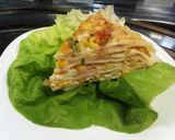 Sajtos-sonkás-kukoricás palacsinta torta recept fázis 8 fotója