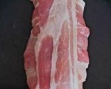 A picture of step 3 of Bacon Wrapped around Chicken breast with soft Smoked Cheese 🤩.