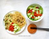 Foto langkah ke 14 dari resep Pasta aglio e olio + ikan grill dori + salad 478 kcal #menudiet.