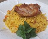 A picture of step 12 of Fried rice with fried chicken.