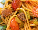 Foto del paso 3 de la receta: Espaguetis integrales con Calabizo y pimientos de Padrón