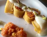 A picture of step 4 of Spiced custard carrot halwa roll.