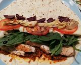 A picture of step 2 of Chicken/ veggie wrap, Italian-style.