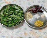 A picture of step 1 of Karivepaku Podi (Curry Leaves Powder).