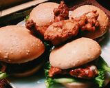 A picture of step 8 of KFC style zinger Burger.