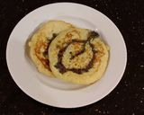 A picture of step 8 of Blueberry Swirl Pancakes.