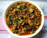A picture of step 1 of Okra and Uziza Soup.