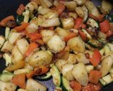 A picture of step 5 of Pan fried salmon with sautéed veg.