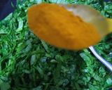 A picture of step 3 of Palak with homemade paneer.