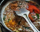 A picture of step 5 of Vidarbha Nagpuri style lagnachi pang titla special gud methi amba.