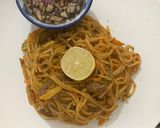 A picture of step 6 of Beef Thai Style noodles/spaghetti.