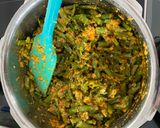 A picture of step 3 of Guvar tul nu shaak (cluster bean curry with sesame seeds).