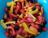 A picture of step 6 of Mediterranean Pasta Salad.
