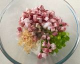 A picture of step 3 of Taiwanese pan-fried daikon shreds & bacon pie.
