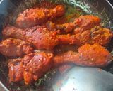 A picture of step 2 of Smokey tandoori chicken drumsticks biryani with mint mango raita.