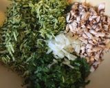 A picture of step 1 of Baby marrow, mushroom and spinach patty.